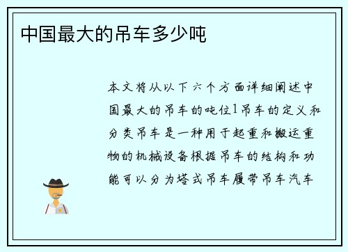中国最大的吊车多少吨