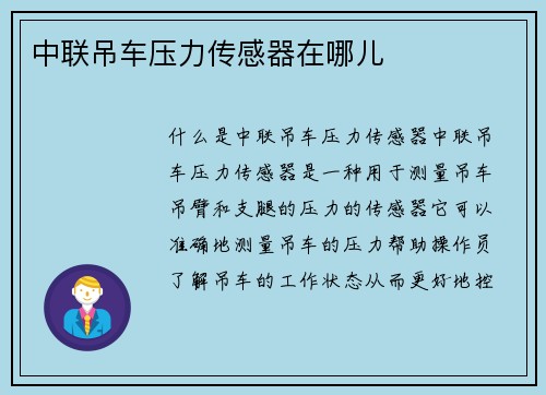 中联吊车压力传感器在哪儿