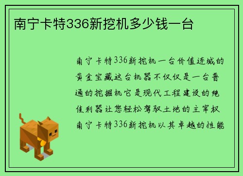 南宁卡特336新挖机多少钱一台